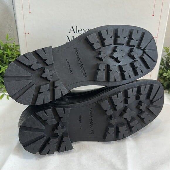 Alexander McQueen Leather Grommets Eyelet Details Stack Chelsea‎ Boots Size 42.5 main image 5